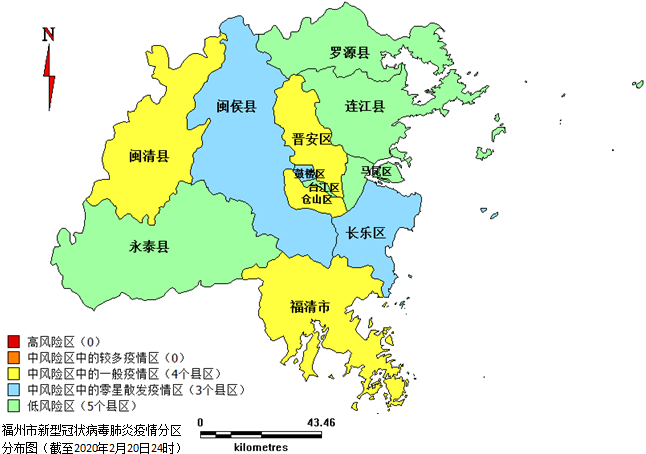 福州市新型冠状病毒肺炎疫情分区分布情况